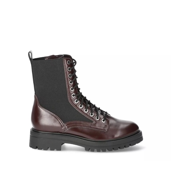 No Boundaries Women Combat Boot, Burgundy Ankle-High,Medium Width, Size 9 - Picture 4 of 5